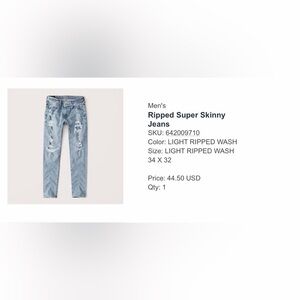 Abercrombie & Fitch Distressed Light Blue Skinny Jeans